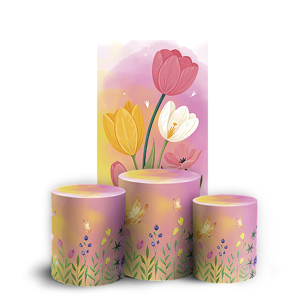 Capas Faixa Lateral e Trio Cilindro Sublimado Vest Facil - Floral