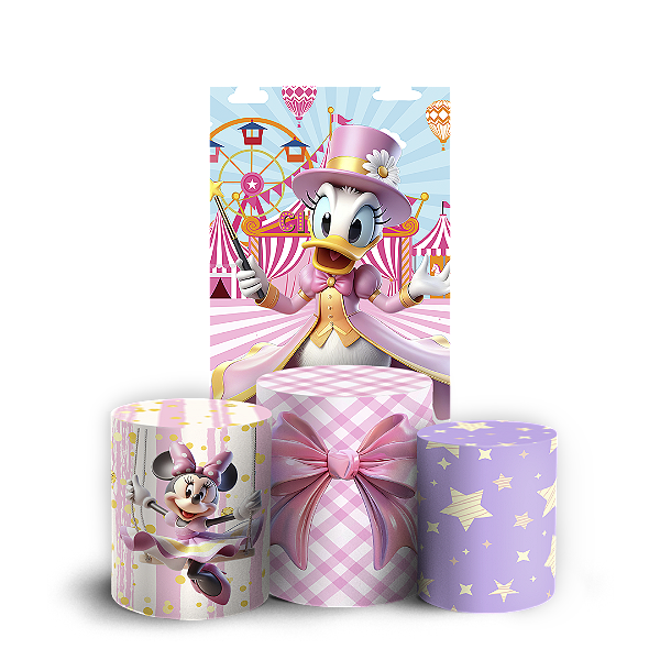 Capas Faixa Lateral e Trio Cilindro Sublimado Vest Facil - Mickey E Minnie Circo