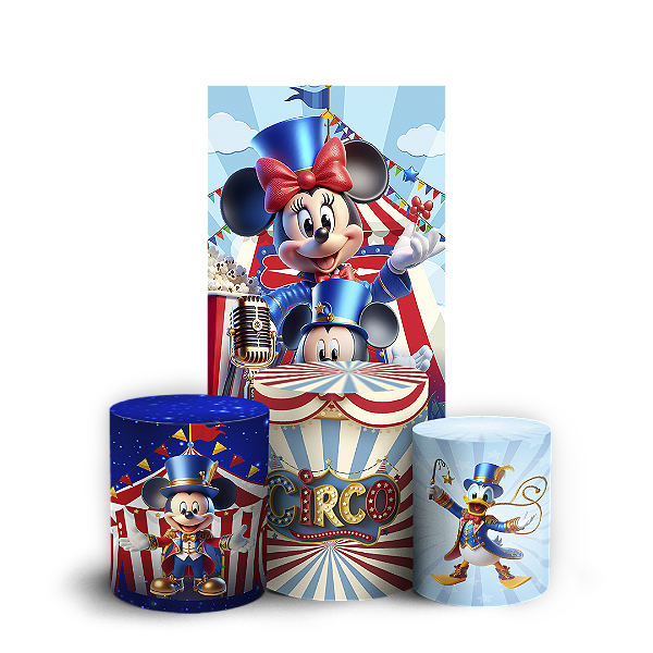 Capas Faixa Lateral e Trio Cilindro Sublimado Vest Facil - Mickey E Minnie Circo