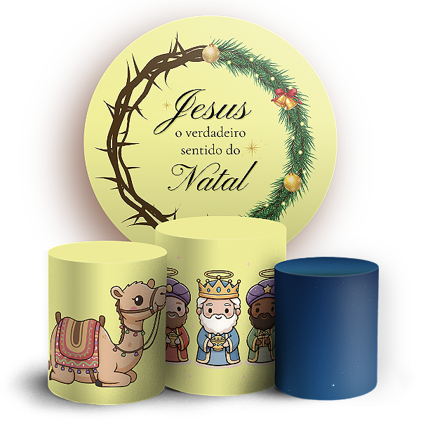 Capas Painel Redondo e Trio Cilindro Sublimado - Natal