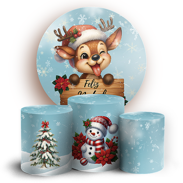 Capas Painel Redondo e Trio Cilindro Sublimado - Natal
