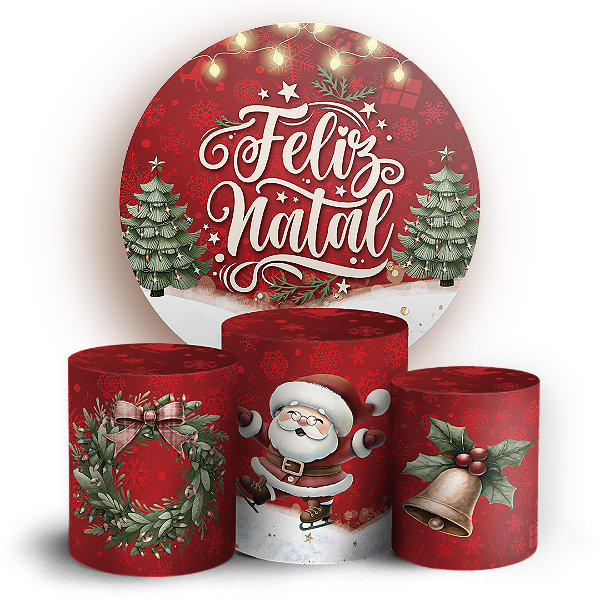 Capas Painel Redondo e Trio Cilindro Sublimado - Natal