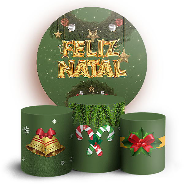 Capas Painel Redondo e Trio Cilindro Sublimado - Natal