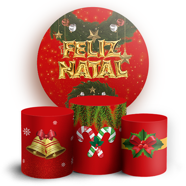 Capas Painel Redondo e Trio Cilindro Sublimado - Natal