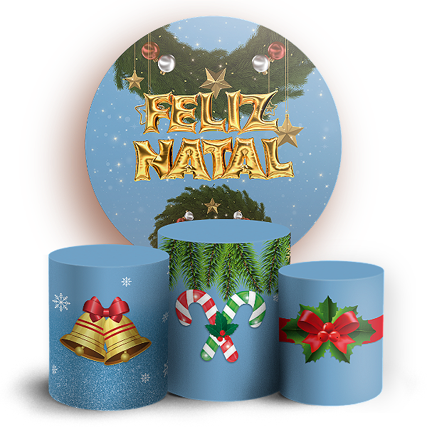 Capas Painel Redondo e Trio Cilindro Sublimado - Natal