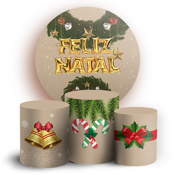Capas Painel Redondo e Trio Cilindro Sublimado - Natal