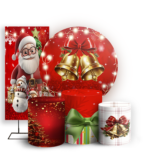 Capas Painel Redondo Trio Cilindro e Faixa Lateral Sublimado - Natal