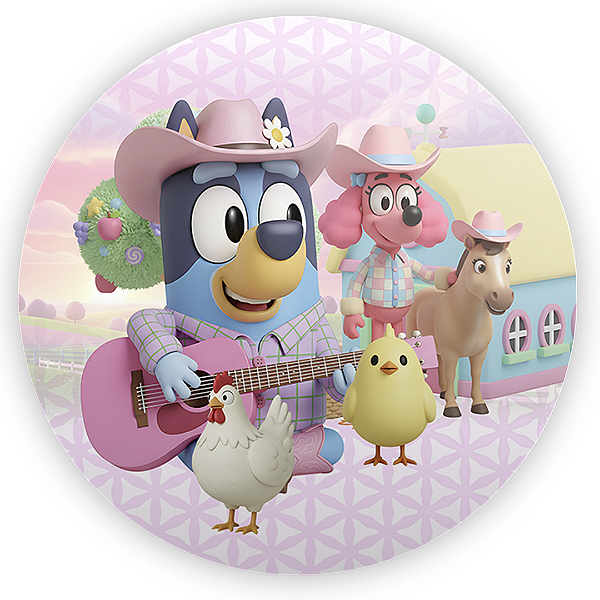 Capa Painel Redondo Sublimado - Bluey Fazendinha