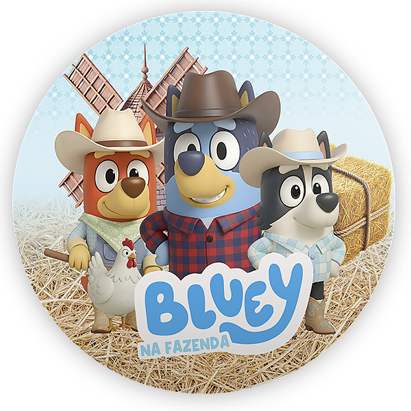 Capa Painel Redondo Sublimado - Bluey Fazendinha