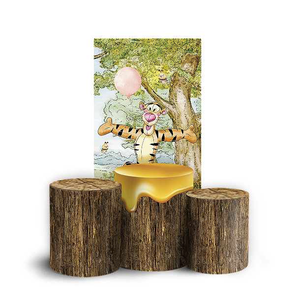 Capas Faixa Lateral e Trio Cilindro Sublimado Vest Facil - Ursinho Pooh