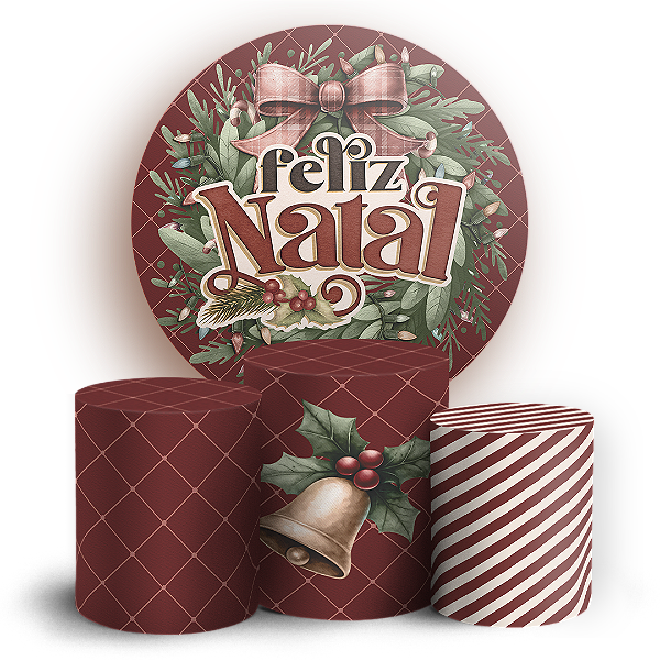 Capas Painel Redondo e Trio Cilindro Sublimado - Natal