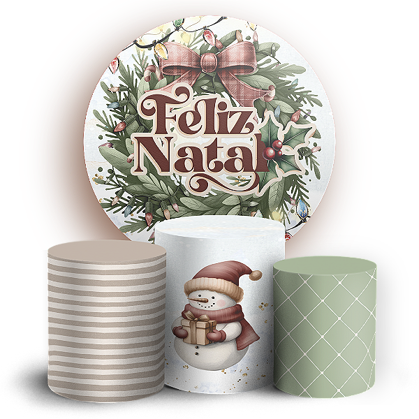 Capas Painel Redondo e Trio Cilindro Sublimado - Natal