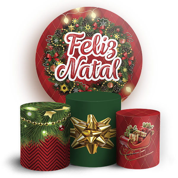 Capas Painel Redondo e Trio Cilindro Sublimado - Natal