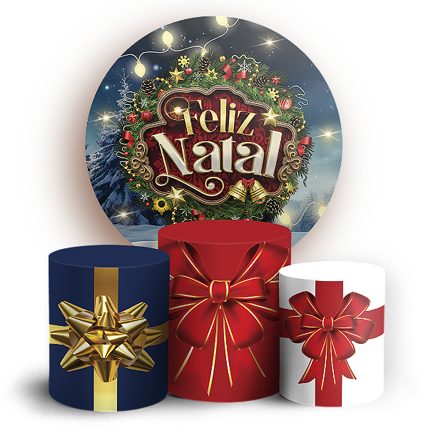 Capas Painel Redondo e Trio Cilindro Sublimado - Natal