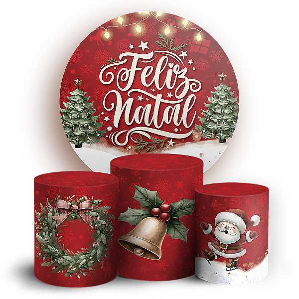 Capas Painel Redondo e Trio Cilindro Sublimado - Natal