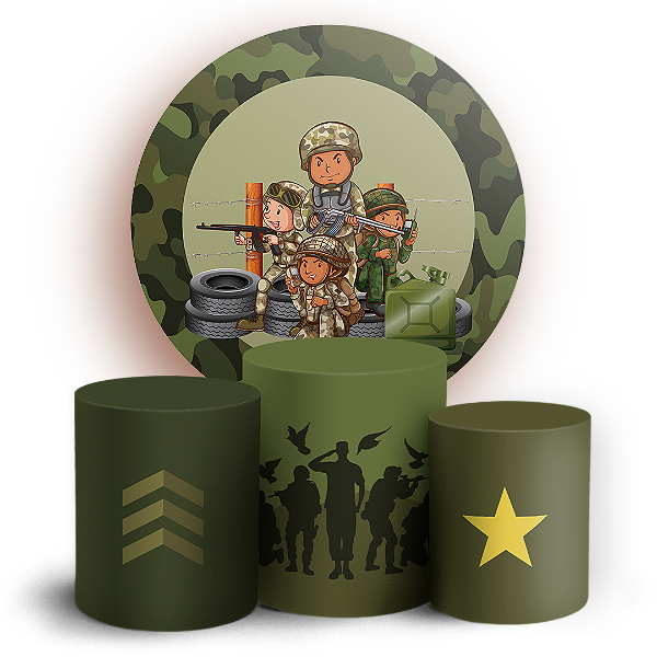 Capas Painel Redondo e Trio Cilindro Sublimado - Militar Exercito