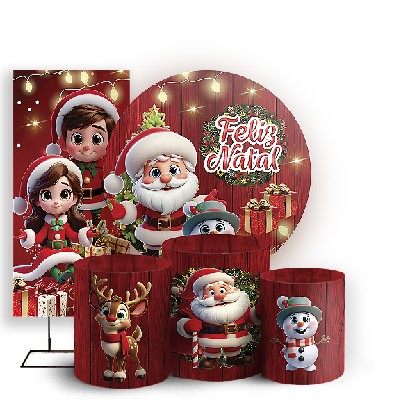 Capas Painel Redondo Trio Cilindro e Faixa Lateral Sublimado - Natal