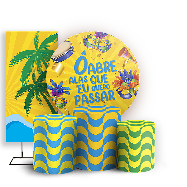 Capas Painel Redondo Trio Cilindro e Faixa Lateral Sublimado - Carnaval
