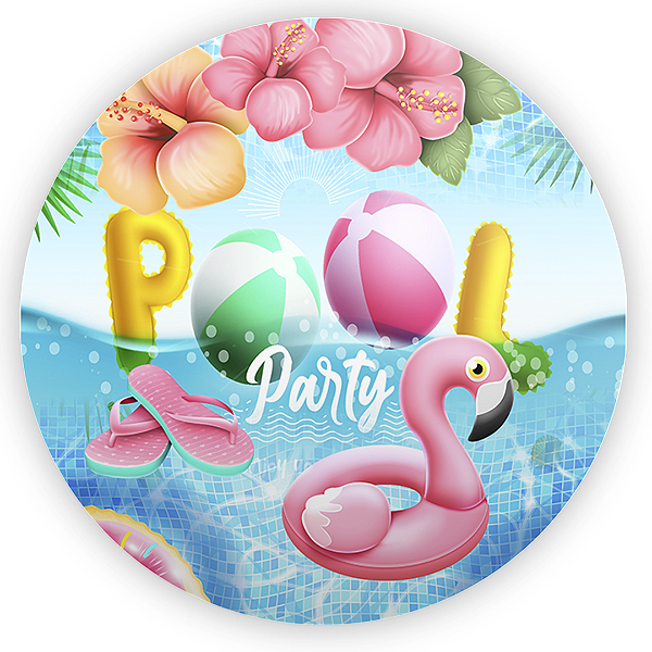 Capa Painel Redondo Sublimado - Pool Party