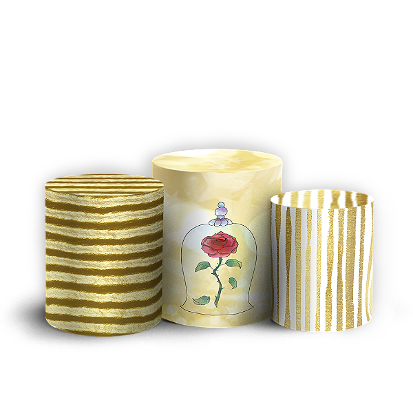 Capas Trio Cilindro Sublimado Vest Facil - Princesa Bela e a Fera