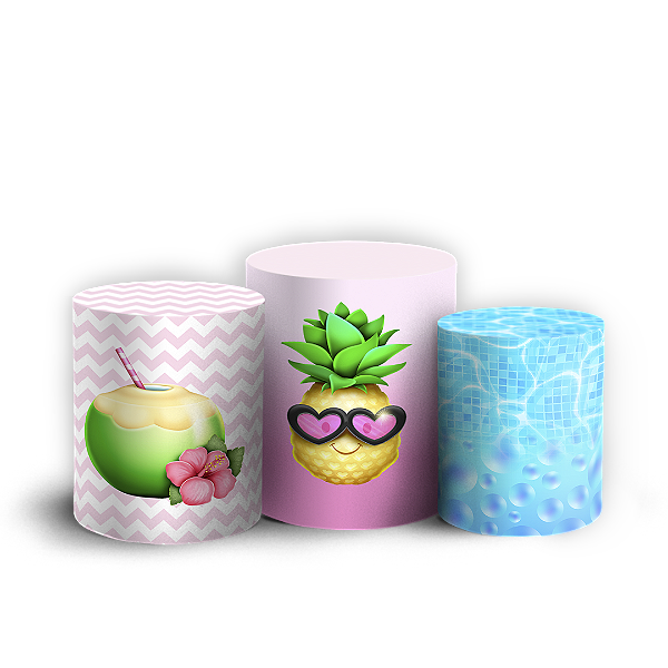 Capas Trio Cilindro Sublimado Vest Facil - Pool Party