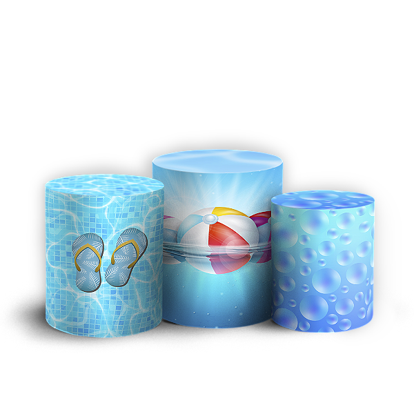 Capas Trio Cilindro Sublimado Vest Facil - Pool Party