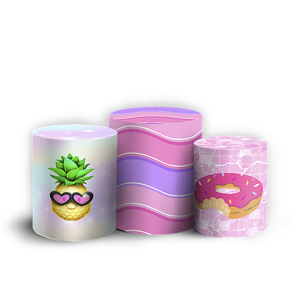 Capas Trio Cilindro Sublimado Vest Facil - Pool Party