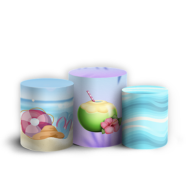 Capas Trio Cilindro Sublimado Vest Facil - Pool Party