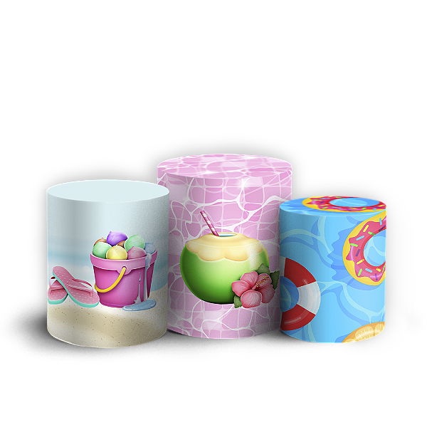Capas Trio Cilindro Sublimado Vest Facil - Pool Party
