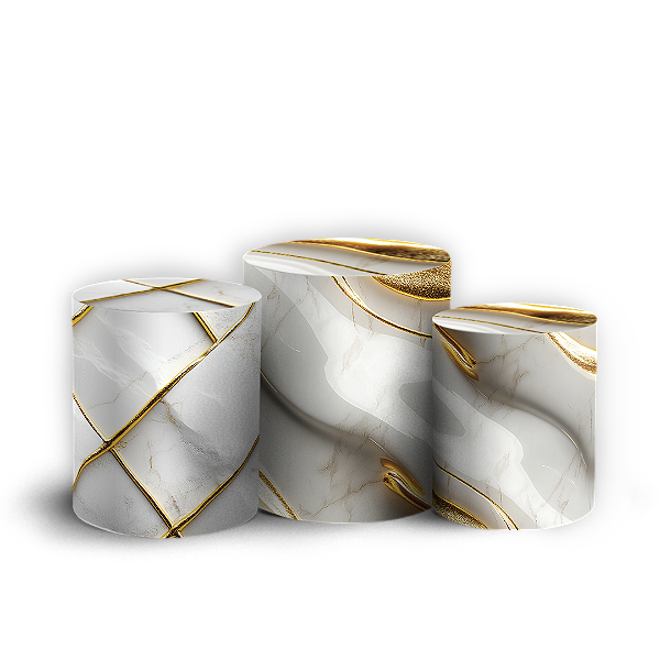 Capas Trio Cilindro Sublimado Vest Facil - Marmore Dourado