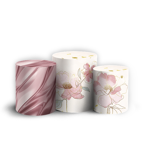 Capas Trio Cilindro Sublimado Vest Facil - Floral