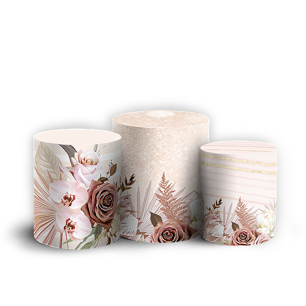Capas Trio Cilindro Sublimado Vest Facil - Floral