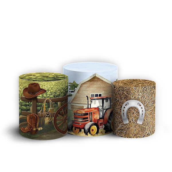 Capas Trio Cilindro Sublimado Vest Facil - Fazendinha