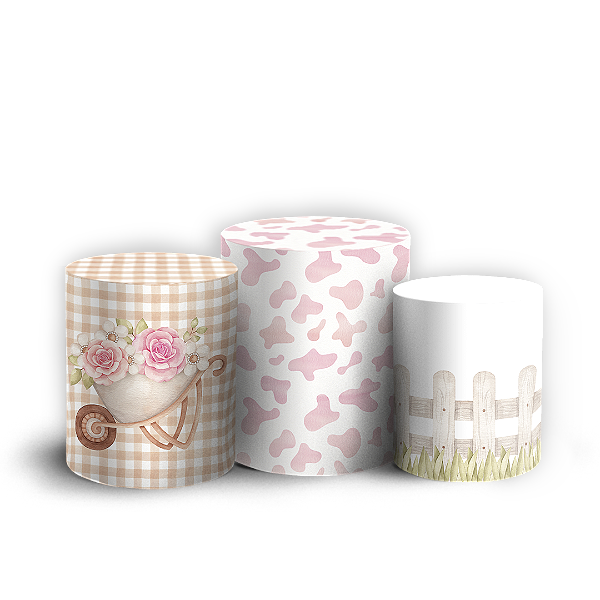 Capas Trio Cilindro Sublimado Vest Facil - Fazendinha