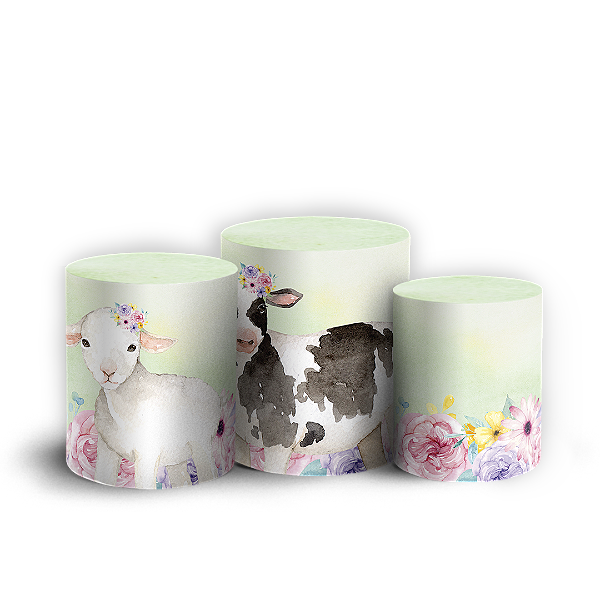 Capas Trio Cilindro Sublimado Vest Facil - Fazendinha