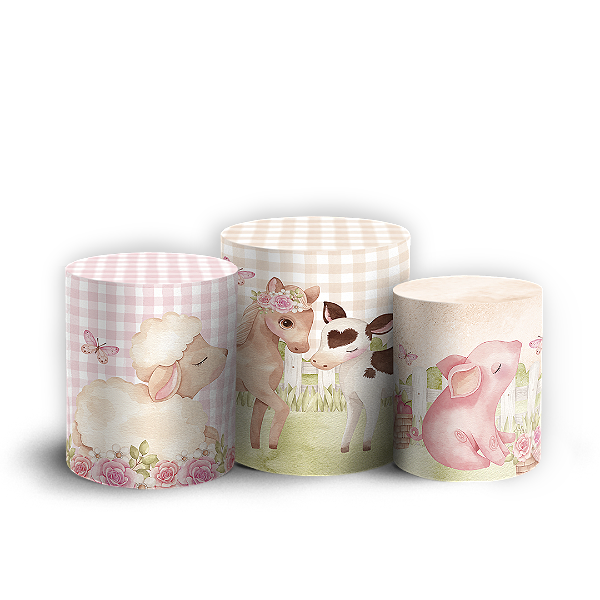 Capas Trio Cilindro Sublimado Vest Facil - Fazendinha
