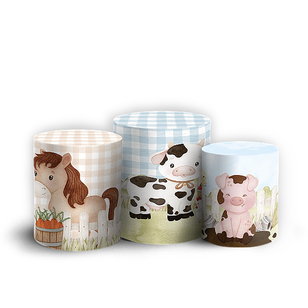 Capas Trio Cilindro Sublimado Vest Facil - Fazendinha
