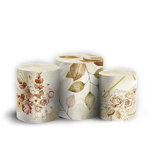 Capas Trio Cilindro Sublimado Vest Facil - Floral