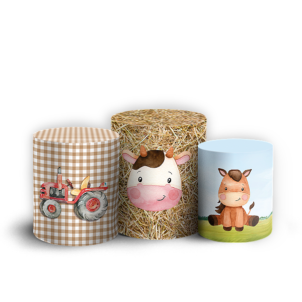 Capas Trio Cilindro Sublimado Vest Facil - Fazendinha