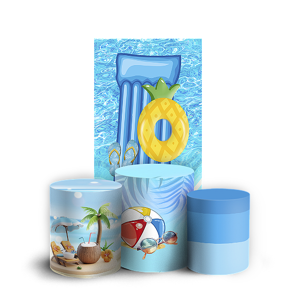Capas Faixa Lateral e Trio Cilindro Sublimado Vest Facil - Pool Party