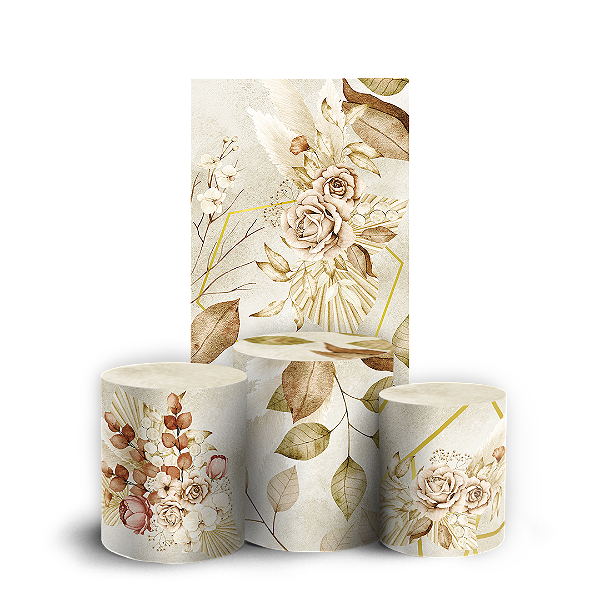 Capas Faixa Lateral e Trio Cilindro Sublimado Vest Facil - Floral