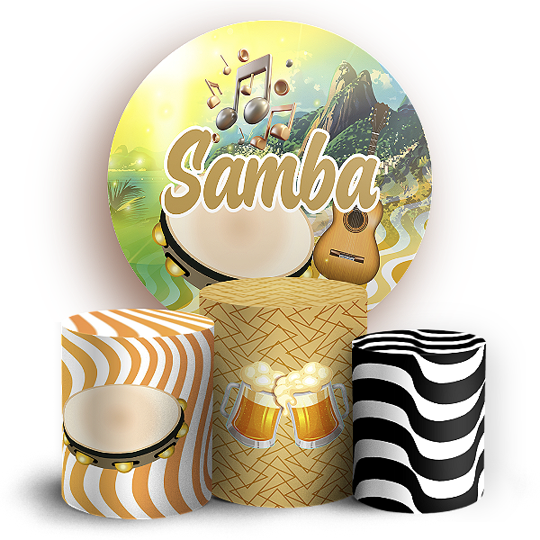 Capas Painel Redondo e Trio Cilindro Sublimado - Samba