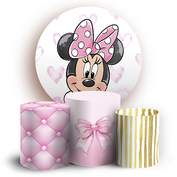 Capas Painel Redondo e Trio Cilindro Sublimado - Mickey E Minnie