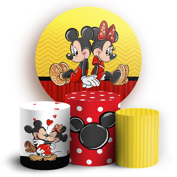 Capas Painel Redondo e Trio Cilindro Sublimado - Mickey E Minnie