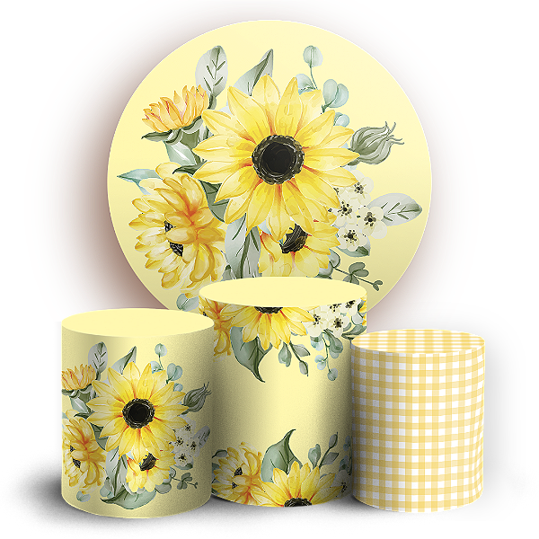 Capas Painel Redondo e Trio Cilindro Sublimado - Floral