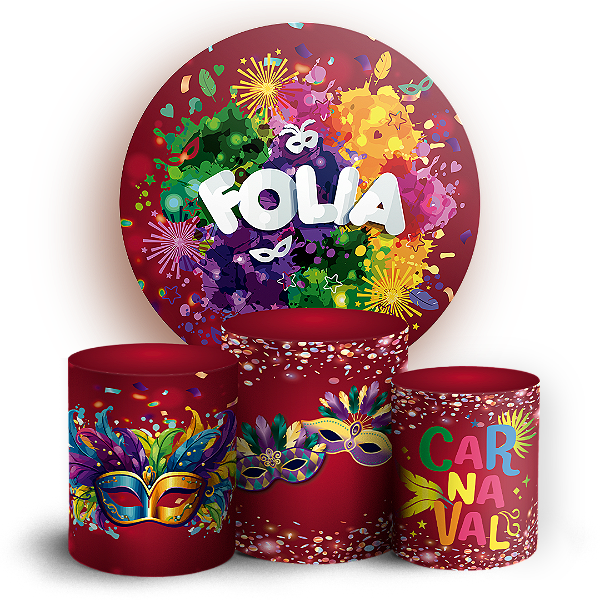 Capas Painel Redondo e Trio Cilindro Sublimado - Carnaval