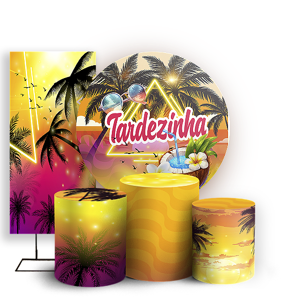 Capas Painel Redondo Trio Cilindro e Faixa Lateral Sublimado - Tardezinha