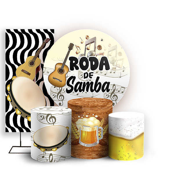 Capas Painel Redondo Trio Cilindro e Faixa Lateral Sublimado - Samba