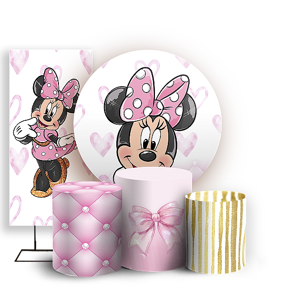 Capas Painel Redondo Trio Cilindro e Faixa Lateral Sublimado - Mickey-E-Minnie