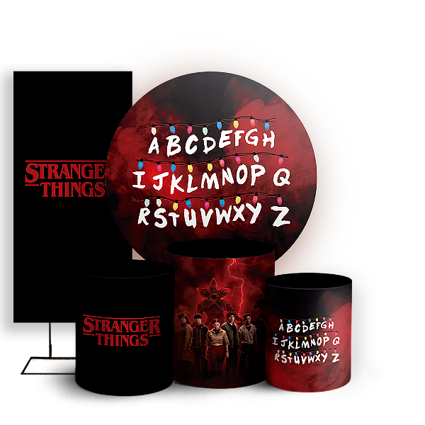 Capas Painel Redondo Trio Cilindro e Faixa Lateral Sublimado - Stranger Things